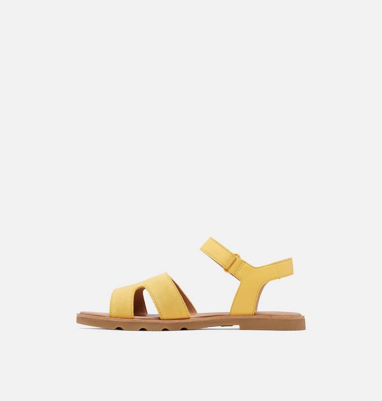 ELLA III Ankle Strap Women's Flat Sandal, Color: Yellow Ray, Gum, image 4