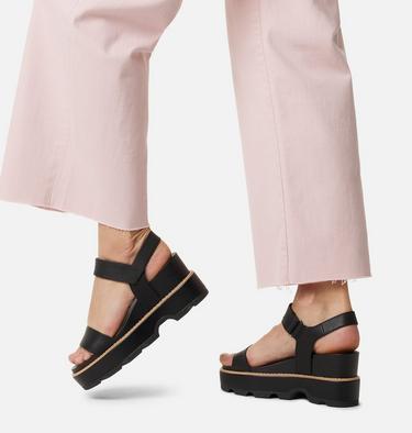 Women's Joanie IV Y Strap Wedge Sandal, Color: Black, Sea Salt, image 4