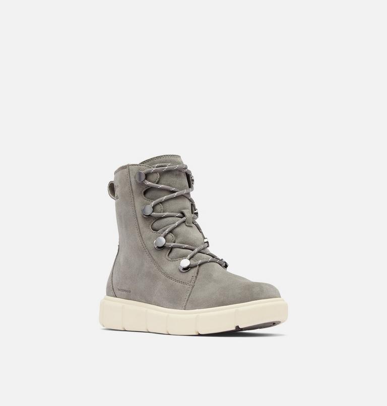 Women's SOREL EXPLORER III JOAN Waterproof Boots, Color: Quarry, Chalk, image 7