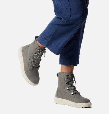 Women's SOREL EXPLORER III JOAN Waterproof Boots, Color: Quarry, Chalk, image 2