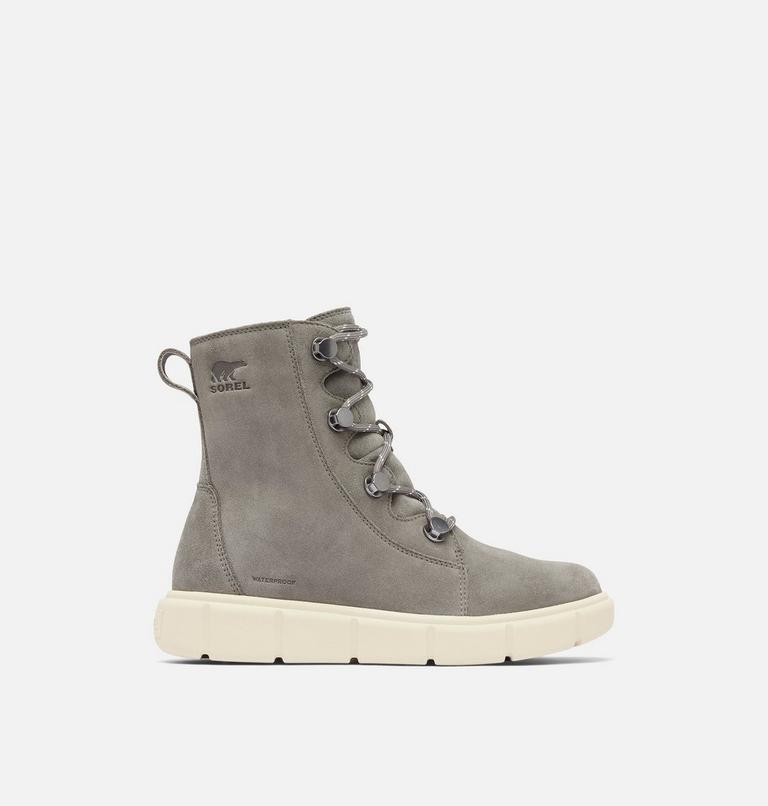 Women's SOREL EXPLORER III JOAN Waterproof Boots, Color: Quarry, Chalk, image 1