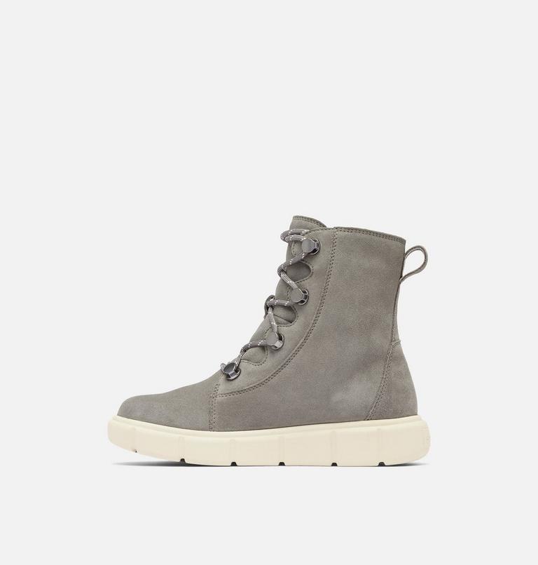 Women's SOREL EXPLORER III JOAN Waterproof Boots, Color: Quarry, Chalk, image 4