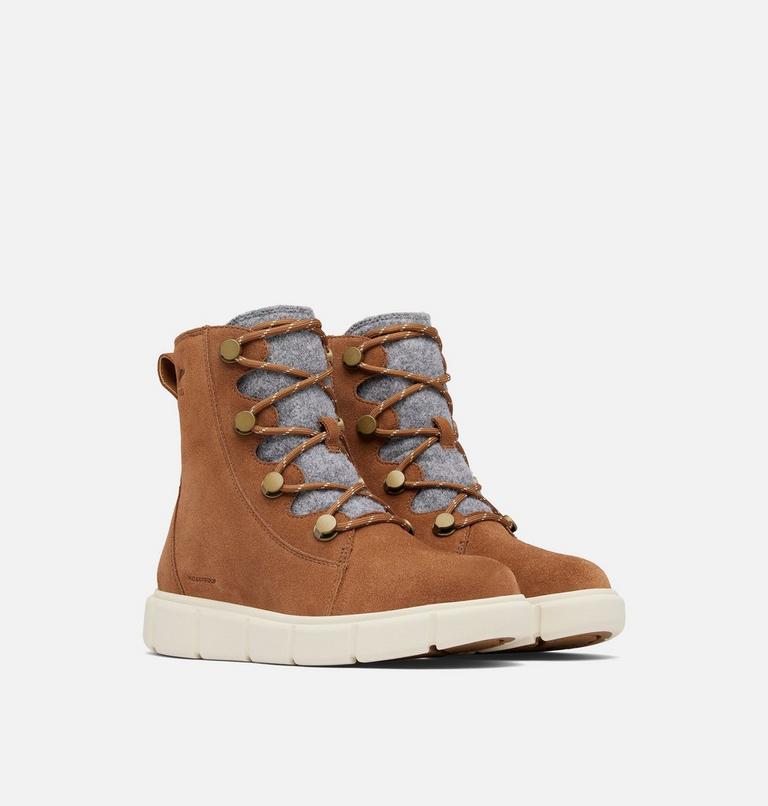 Women's SOREL EXPLORER III JOAN Waterproof Boots, Color: Velvet Tan, Chalk, image 2