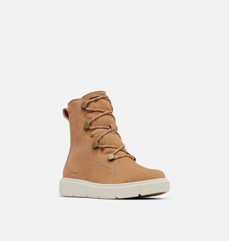 Women's SOREL EXPLORER III JOAN Waterproof Boots, Color: Tawny Buff, Chalk, image 7