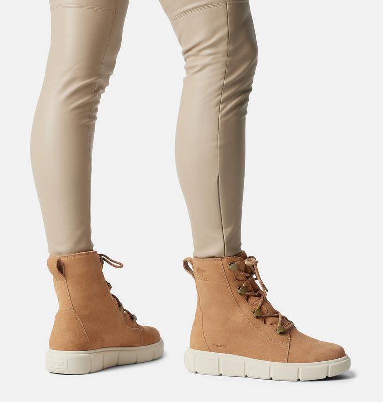 Women's SOREL EXPLORER III JOAN Waterproof Boots, Color: Tawny Buff, Chalk, image 8