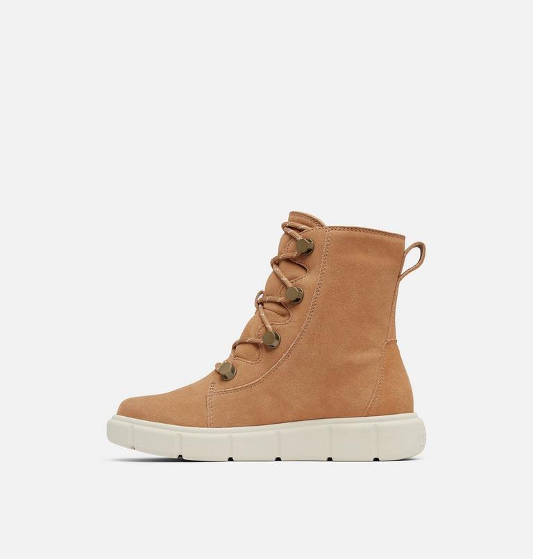 Women's SOREL EXPLORER III JOAN Waterproof Boots, Color: Tawny Buff, Chalk, image 4