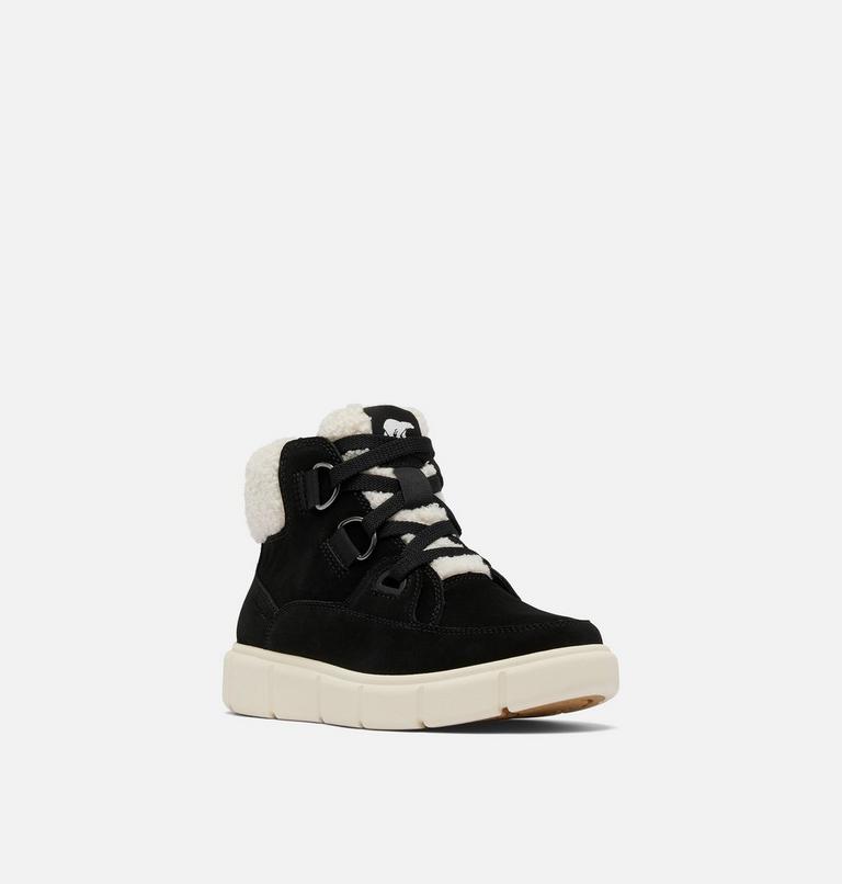 Women's SOREL EXPLORER III NW LACE Waterproof Lace-Up Boots, Color: Black, Sea Salt, image 7