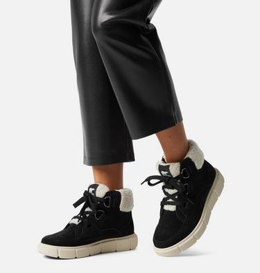 Women's SOREL EXPLORER III NW LACE Waterproof Lace-Up Boots, Color: Black, Sea Salt, image 2