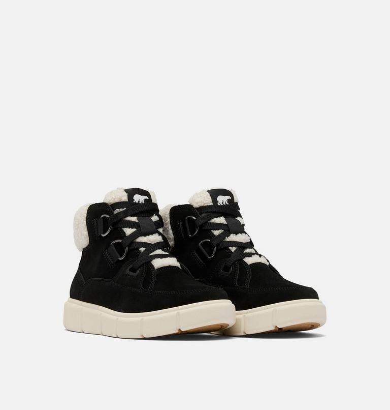 Women's SOREL EXPLORER III NW LACE Waterproof Lace-Up Boots, Color: Black, Sea Salt, image 2