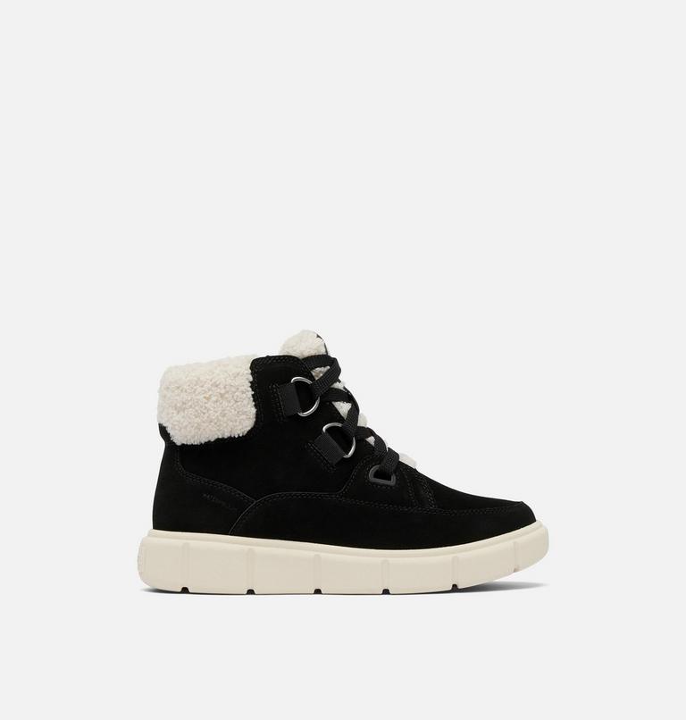 Women's SOREL EXPLORER III NW LACE Waterproof Lace-Up Boots, Color: Black, Sea Salt, image 1