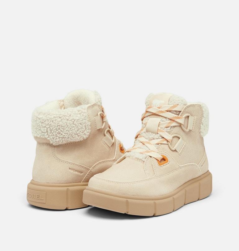 Scarponcini impermeabili stringati SOREL EXPLORER III NW LACE da donna, Color: Honey White, Sea Salt, image 9