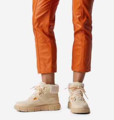 Women's SOREL EXPLORER III NW LACE Waterproof Lace-Up Boots, Color: Honey White, Sea Salt, image 4