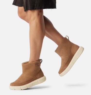 Women's SOREL EXPLORER III SLIP-ON Waterproof Boots, Color: Velvet Tan, Chalk, image 2