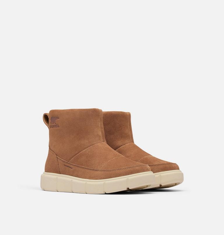 Women's SOREL EXPLORER III SLIP-ON Waterproof Boots, Color: Velvet Tan, Chalk, image 2