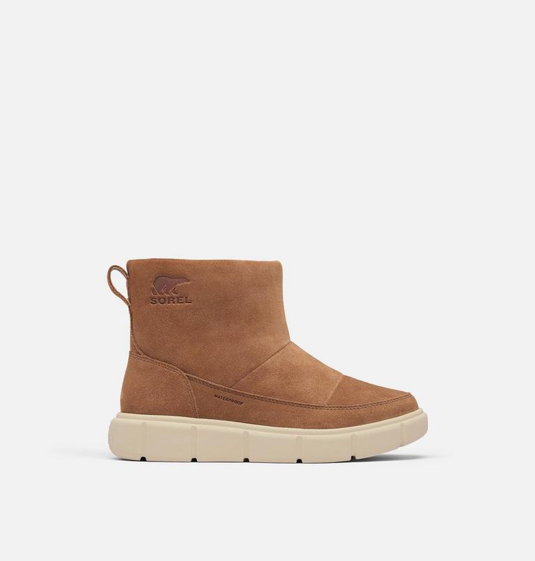 Women's SOREL EXPLORER III SLIP-ON Waterproof Boots, Color: Velvet Tan, Chalk, image 1