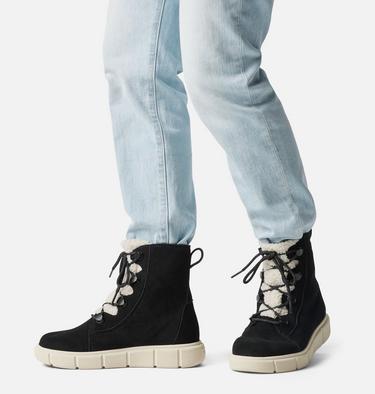 Women's SOREL EXPLORER III JOAN Cozy Waterproof Boots, Color: Black, Chalk, image 2