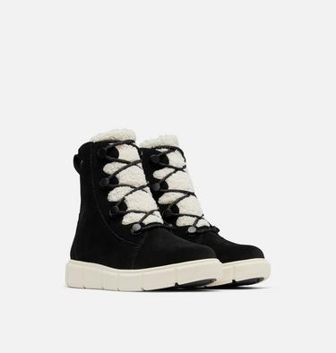 Women's SOREL EXPLORER III JOAN Cozy Waterproof Boots, Color: Black, Chalk, image 2