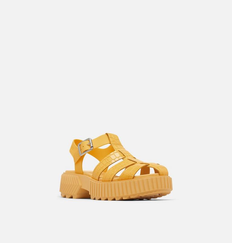 Women's ONA Streetworks Fisherman Mid Flat Sandal, Color: Yellow Ray, Pilsner, image 7