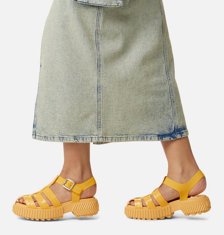 Women's ONA Streetworks Fisherman Mid Flat Sandal, Color: Yellow Ray, Pilsner, image 8