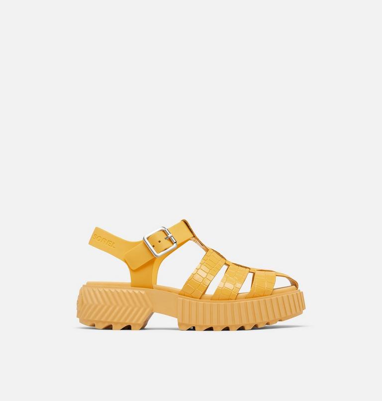 Women's ONA Streetworks Fisherman Mid Flat Sandal, Color: Yellow Ray, Pilsner, image 1