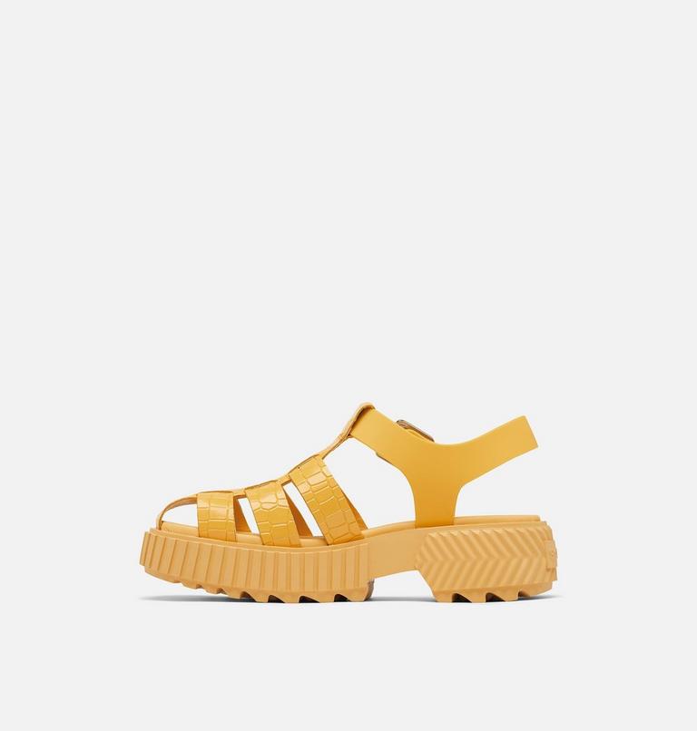Women's ONA Streetworks Fisherman Mid Flat Sandal, Color: Yellow Ray, Pilsner, image 4