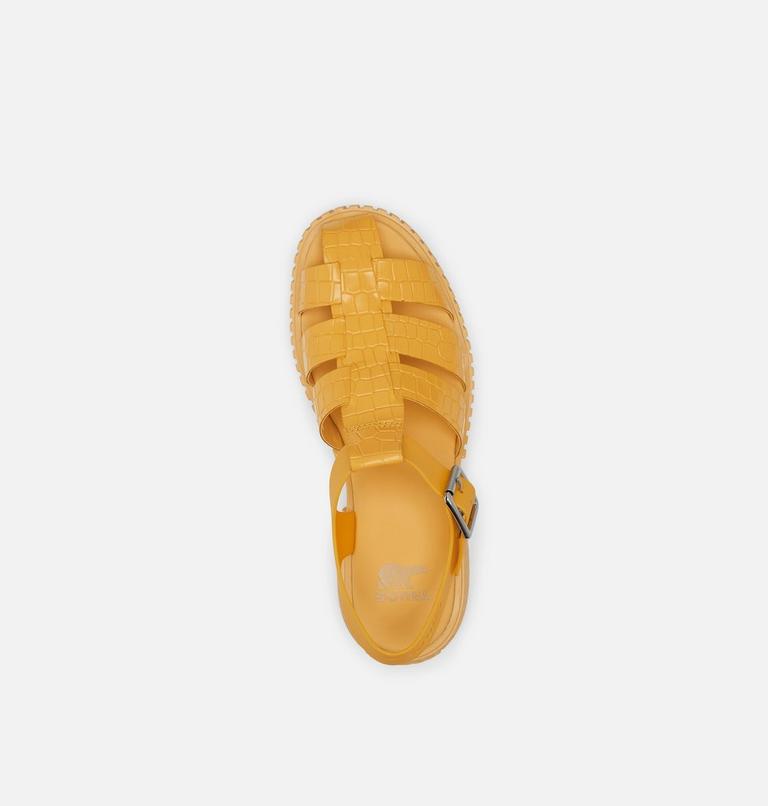 Women's ONA Streetworks Fisherman Mid Flat Sandal, Color: Yellow Ray, Pilsner, image 5