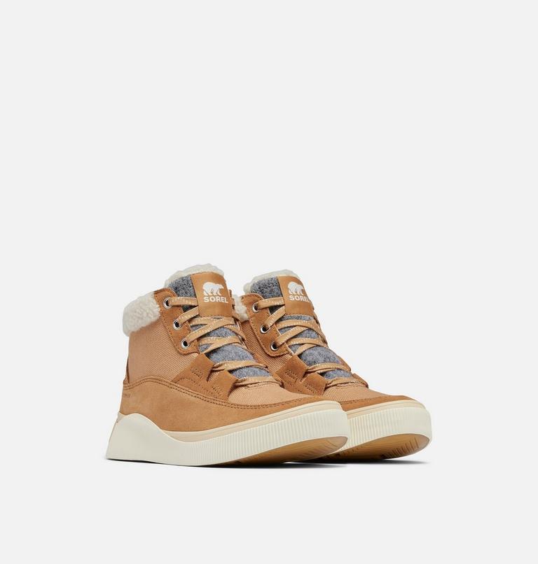 Women's OUT N ABOUT IV Waterproof Mid Sneakers, Color: Tawny Buff, Honey White, image 2