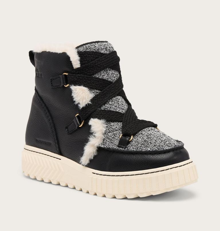 Women's ONA AVE ALPINE Waterproof Winter Boots, Color: Black, Chalk, image 7