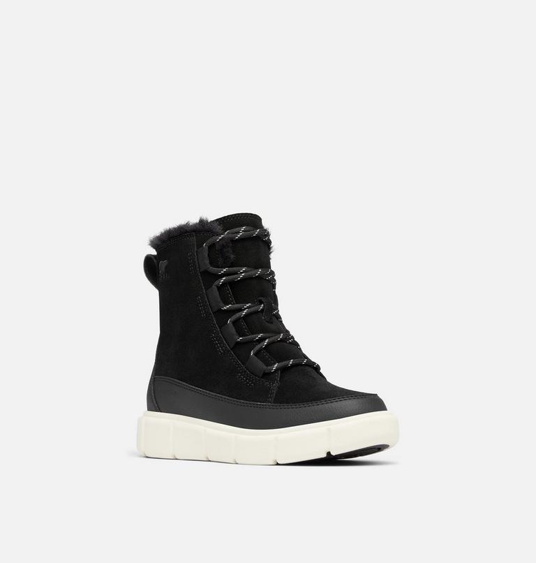 Youth SOREL EXPLORER III LACE Waterproof Snow Boots, Color: Black, Sea Salt, image 7