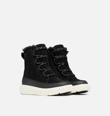 SOREL EXPLORER III Youth Waterproof Boot, Color: Black, Sea Salt, image 6