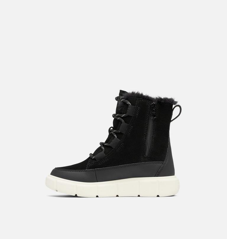 Youth SOREL EXPLORER III LACE Waterproof Snow Boots, Color: Black, Sea Salt, image 4