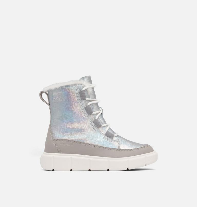 SOREL EXPLORER III Youth Waterproof Boot, Color: Pure Silver, Chrome Grey, image 1