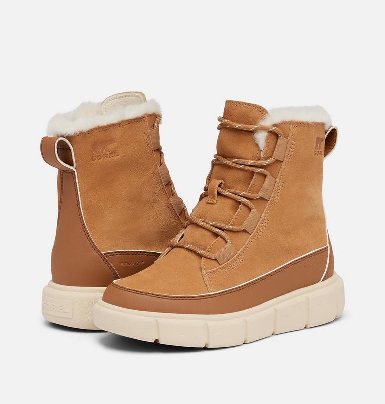 Youth SOREL EXPLORER III LACE Waterproof Snow Boots, Color: Tawny Buff, Bleached Ceramic, image 9