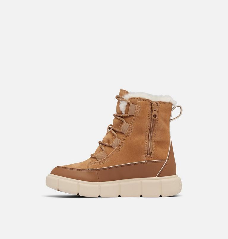 Youth SOREL EXPLORER III LACE Waterproof Snow Boots, Color: Tawny Buff, Bleached Ceramic, image 4