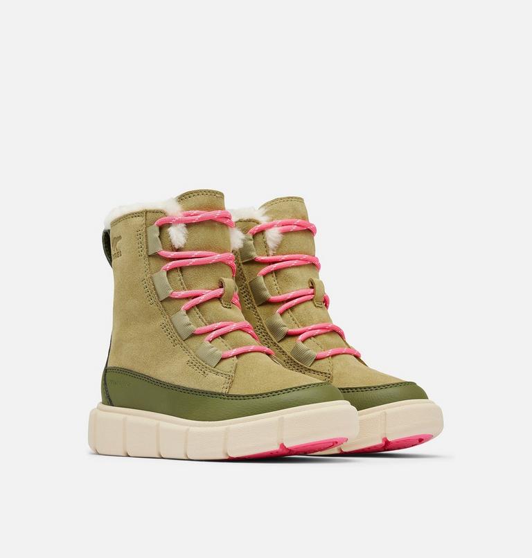 SOREL EXPLORER III Youth Waterproof Boot, Color: Savory, Bleached Ceramic, image 2