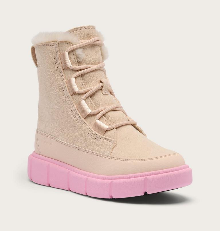 Youth SOREL EXPLORER III LACE Waterproof Snow Boots, Color: Pearlescent, Pink Flare, image 6