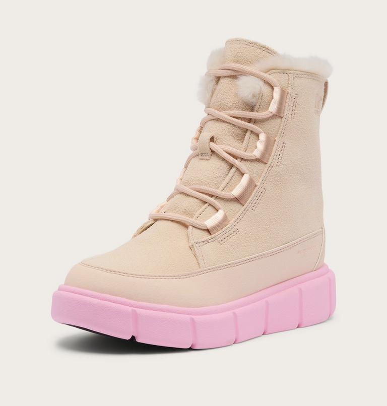 Youth SOREL EXPLORER III LACE Waterproof Snow Boots, Color: Pearlescent, Pink Flare, image 7
