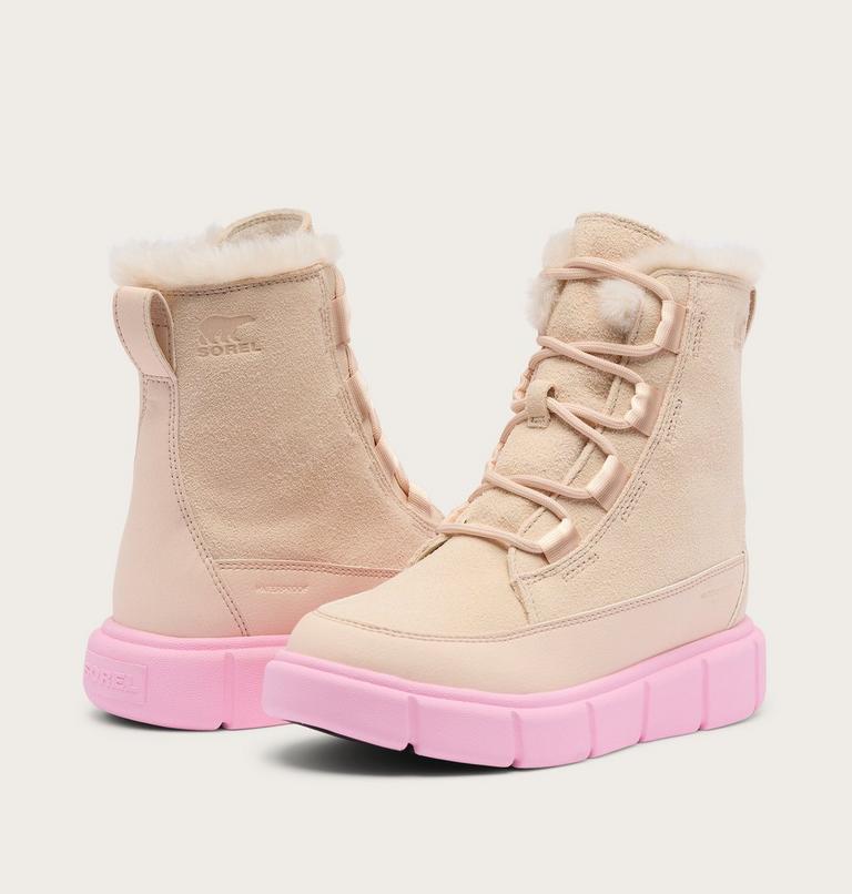 Youth SOREL EXPLORER III LACE Waterproof Snow Boots, Color: Pearlescent, Pink Flare, image 8