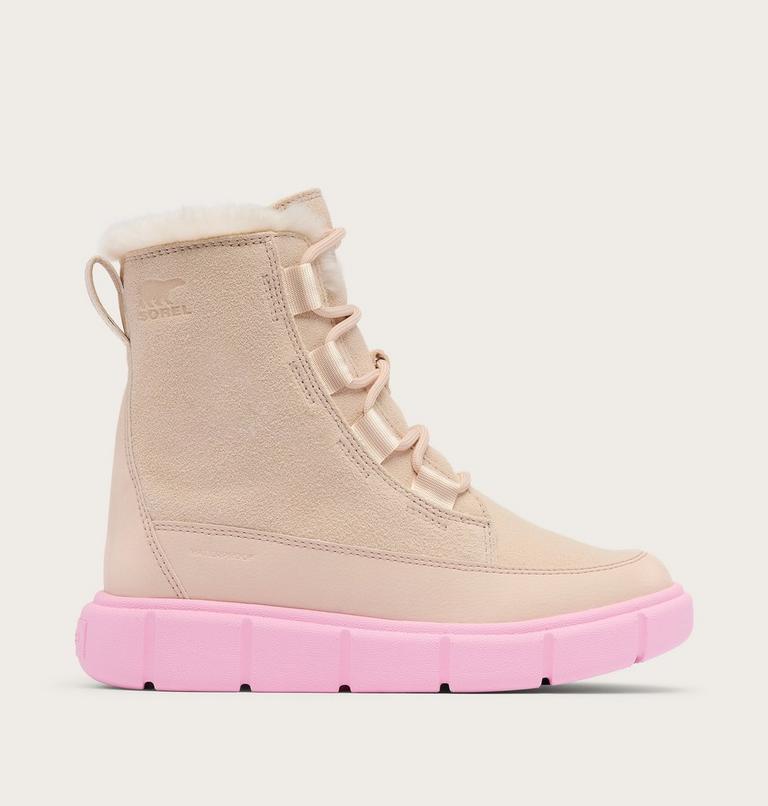 Youth SOREL EXPLORER III LACE Waterproof Snow Boots, Color: Pearlescent, Pink Flare, image 1