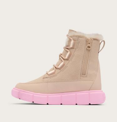 SOREL EXPLORER III Youth Waterproof Boot, Color: Pearlescent, Pink Flare, image 3
