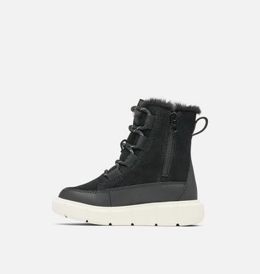 SOREL EXPLORER III Lace Children's Waterproof Boot, Color: Black, Sea Salt, image 12