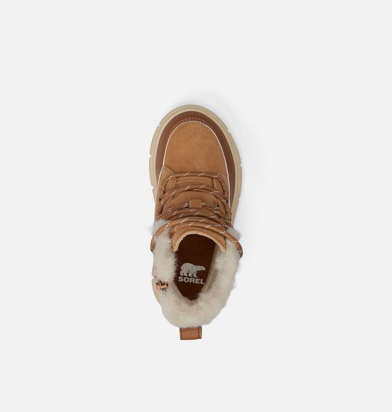 Kids' SOREL EXPLORER III LACE Waterproof Snow Boots, Color: Tawny Buff, Bleached Ceramic, image 5