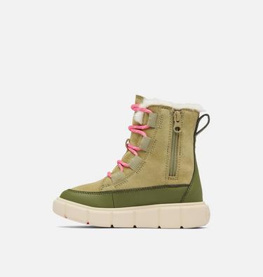Kids' SOREL EXPLORER III LACE Waterproof Snow Boots, Color: Savory, Bleached Ceramic, image 12