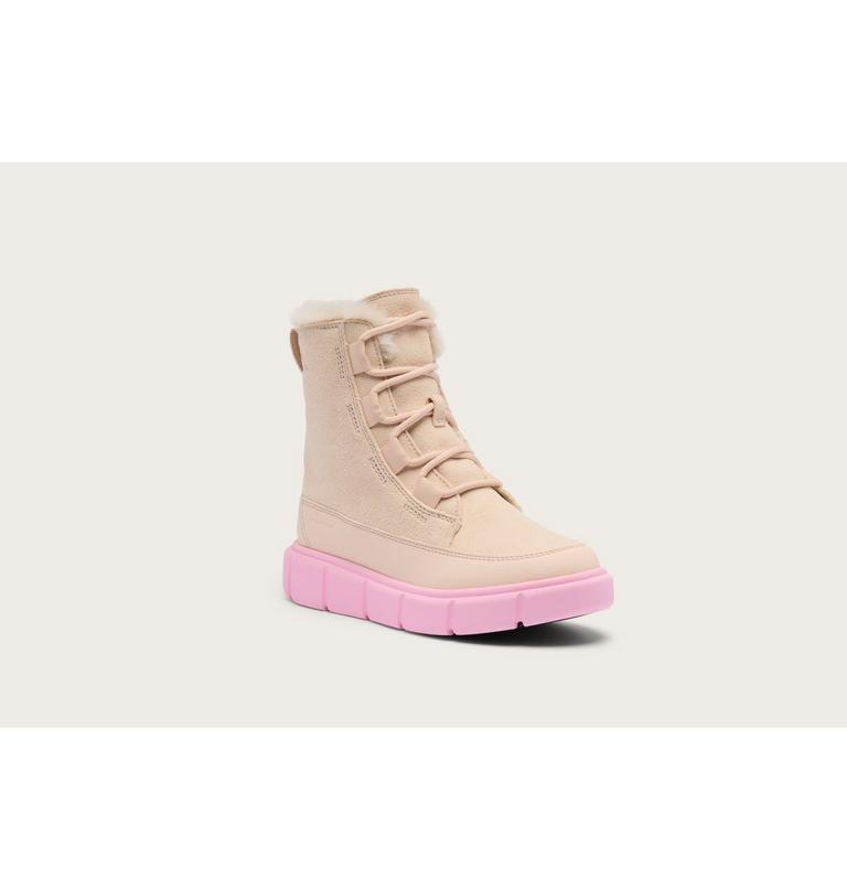 Kids' SOREL EXPLORER III LACE Waterproof Snow Boots, Color: Pearlescent, Pink Flare, image 6