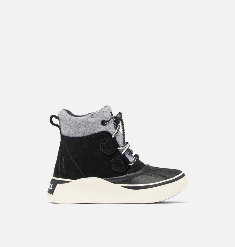 Youth OUT N ABOUT IV CHILLZ Waterproof Winter Boots, Color: Black, Chalk, image 1