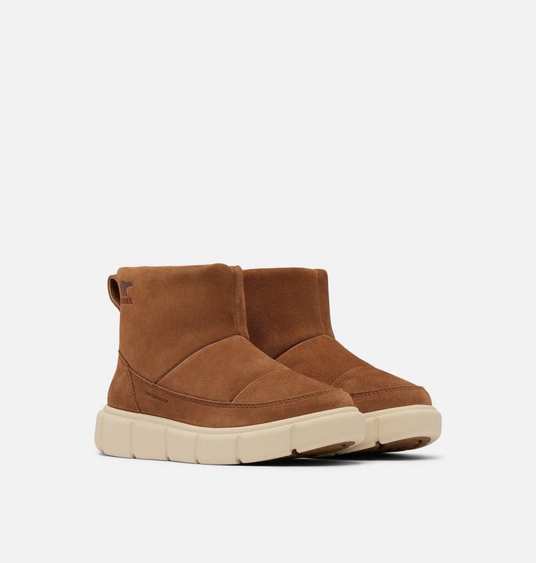 Youth SOREL EXPLORER III SLIP-ON Waterproof Winter Boots, Color: Velvet Tan, Bleached Ceramic, image 2
