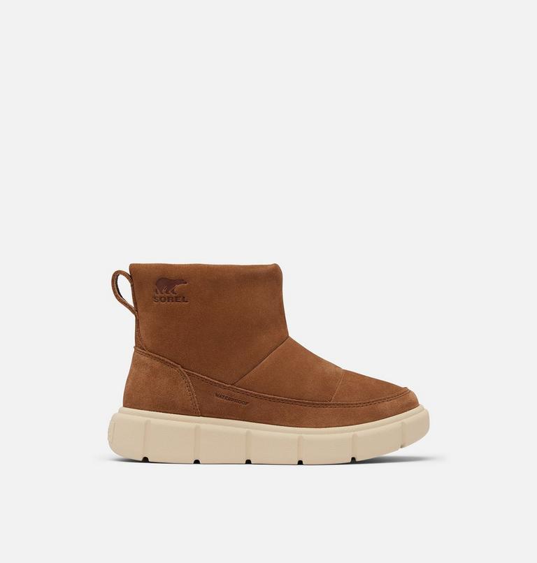 Youth SOREL EXPLORER III SLIP-ON Waterproof Winter Boots, Color: Velvet Tan, Bleached Ceramic, image 1
