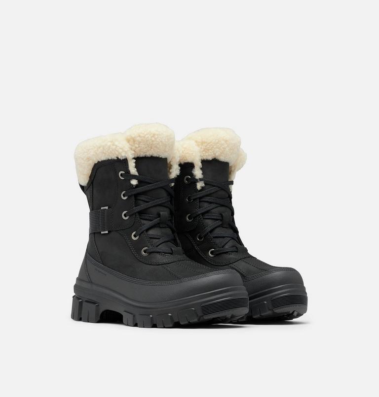 Women's TORINO V PARC Waterproof Snow Boots, Color: Black, Sea Salt, image 2