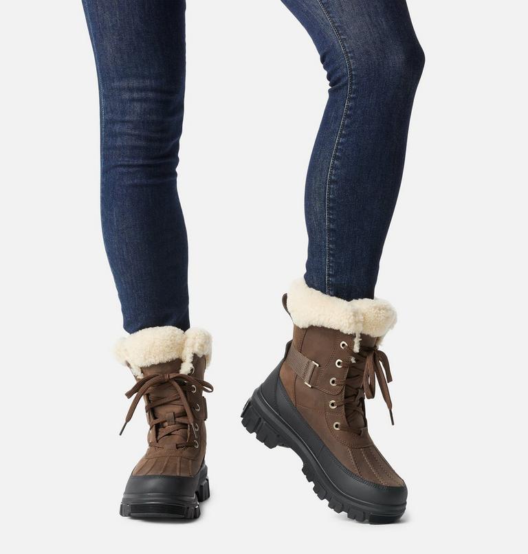 Women's TORINO V PARC Waterproof Snow Boots, Color: Tobacco, Black, image 8