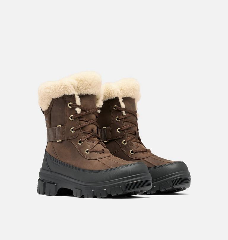 Women's TORINO V PARC Waterproof Snow Boots, Color: Tobacco, Black, image 2